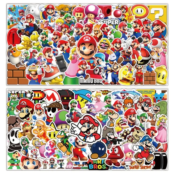 100Pcs Cartoon Super Mario Game Stickers Cup Computer Decorate Laptop Mobile Graffiti DIY Waterproof Sticker Children's Toys - Image 1