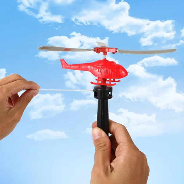 1/3/6 PCS kids Outdoor Sports Flying Toys Handle Pull Wire Planes Toys Flying Toy Helicopter for Kids, 360° Rotating Helicopter - Image 1