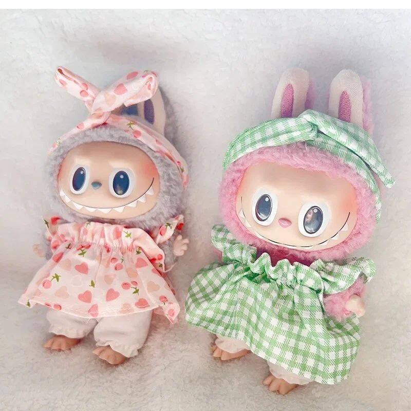 17cm Cute Mini Plush Doll's Clothes Outfit Accessories For Labubu Idol Dolls Cherry/Pineapple Three-piece Set Gift 17cm Cute Mini Plush Doll's Clothes Outfit Accessories For Labubu Idol Dolls Cherry/Pineapple Three-piece Set Gift - Image 1
