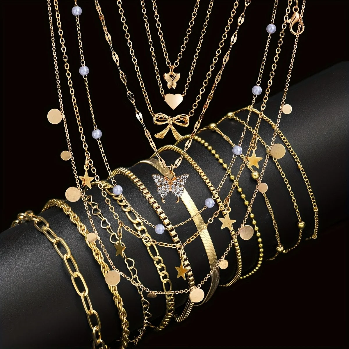 17pcs Fashion Minimalist Jewelry Set For Women Vintage Twist Snake Bone Heart Butterfly Star Pendant Necklace Bracelet Sets Gift 17pcs Fashion Minimalist Jewelry Set For Women Vintage Twist Snake Bone Heart Butterfly Star Pendant Necklace Bracelet Sets Gift - Image 1