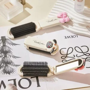 1PCS Folding Mini Pocket Hair Comb with Mirror Portable Massage Comb Brush for Salon Travel Outdoor Makeup Styling Tools