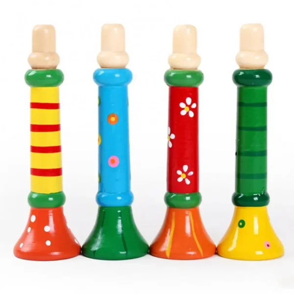 Wooden Trumpet Children Toy Horn Whistle Musical Instrument for Kids Early Educational Montessori Toys Sound Training Games - Image 1