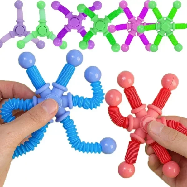 1pcs Fidget Spinner Toys Kids Pop Tube Sensory Toys Suction Cup Games Plastic Transformable Stress Relief Children Adult Gifts - Image 1