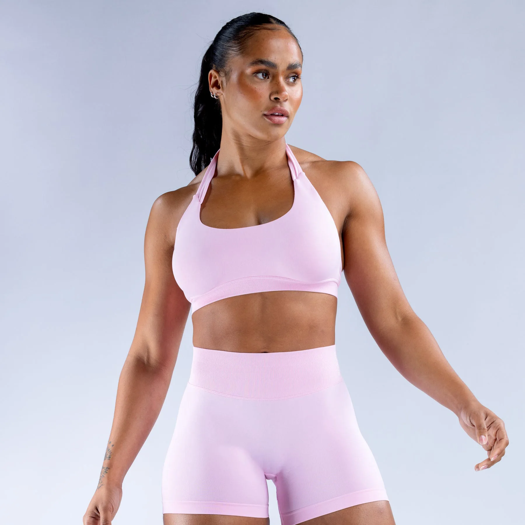 2 Pieces Yoga Suit for Women Seamless Fitness Gym Clothes Halter Sports Bra Matching Impact Shorts Workout Sets Gym Outfit 2 Pieces Yoga Suit for Women Seamless Fitness Gym Clothes Halter Sports Bra Matching Impact Shorts Workout Sets Gym Outfit - Image 1