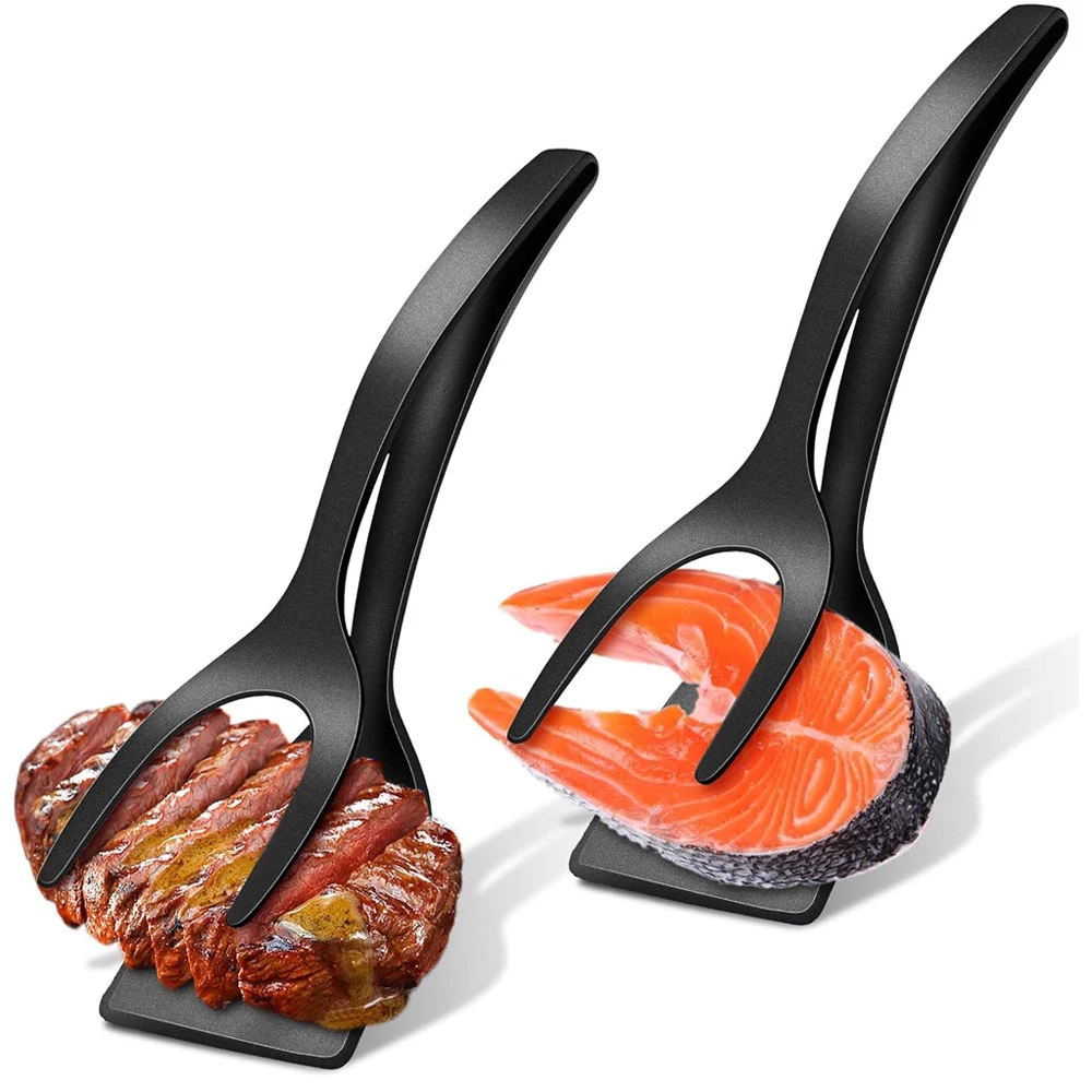 2 in 1 Grip Flip Spatula Clamp Egg Pancake Fish French Toast Omelette Making Non Stick Home Kitchen Cooking Turner Tool 2 in 1 Grip Flip Spatula Clamp Egg Pancake Fish French Toast Omelette Making Non Stick Home Kitchen Cooking Turner Tool - Image 1