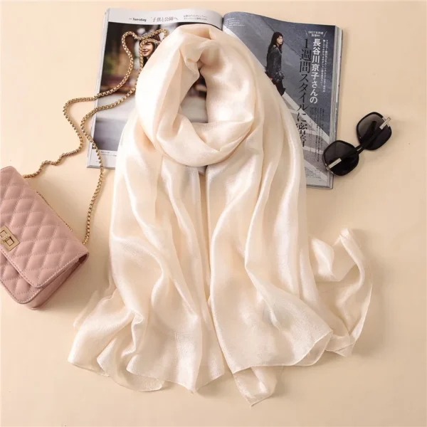 2023 Luxury Brand Women Fashion Scarf Plain Solid Silk Linen Shawls Scarves Summer Lady Bandanas Pashmina Foulard Hijab 180*90Cm - Image 1