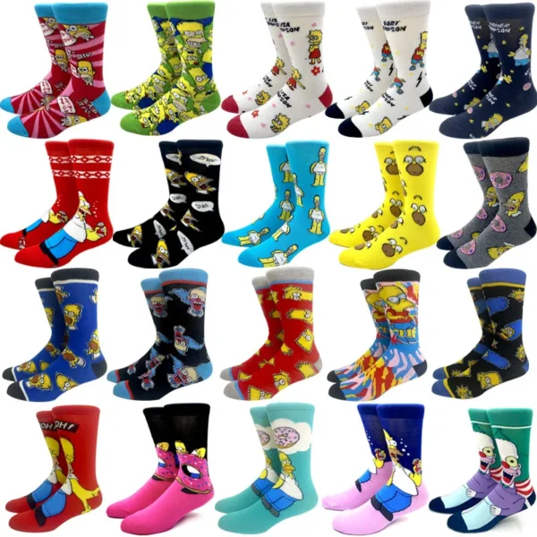 2024 New Anime Harajuku Cartoon Autumn Women Men Socks Personality Skateboard Socks Anime Middle Tube Cotton Unisex Socks - Image 1