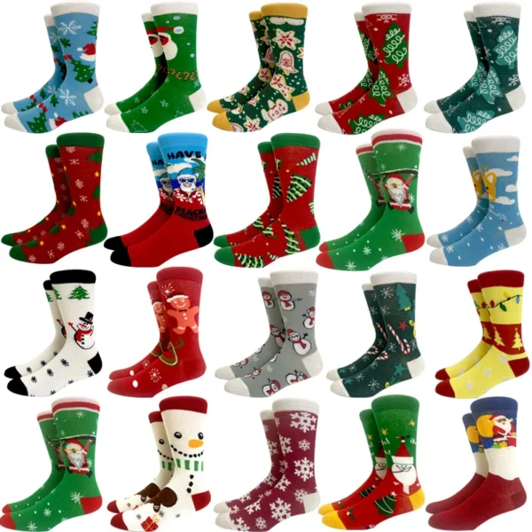 2024 New Winter Men Women Christmas Socks Santa Claus Men's Socks Elk Tide Sock Christmas Tree Cotton Happy New Year Funny Socks - Image 1