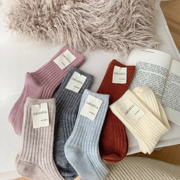 2025 New Winter Cashmere Wool Women Socks Casual japanese fashion Solid Color Thicker Long Sock Girls Thermal Warm Crew Sock - Image 1