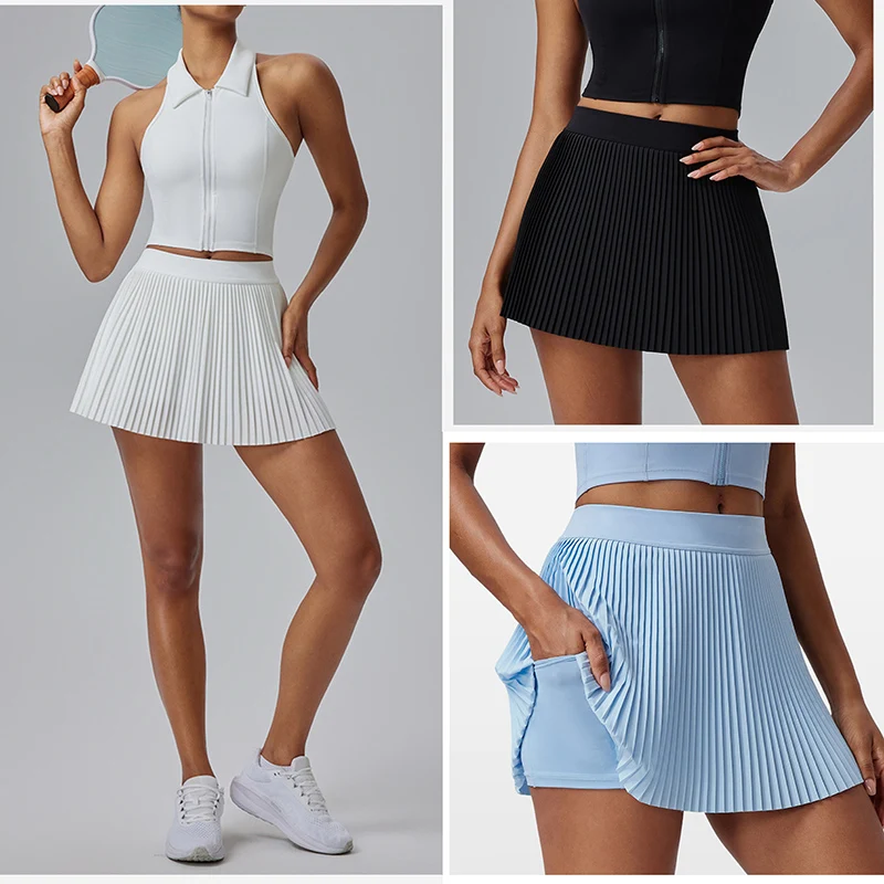 2025 Organ Pleated Tennis Skirt for Women Fake Two-piece Anti-exposed Sports Fitness Badminton Skirt Golf Skirt Summer Suit 2025 Organ Pleated Tennis Skirt for Women Fake Two-piece Anti-exposed Sports Fitness Badminton Skirt Golf Skirt Summer Suit - Image 1