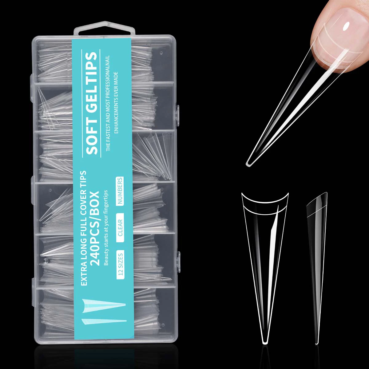 240pcs XXL Stiletto False Nails Press On Acrylic Nail French Half Cover Gel Tips Fake Tips Manicure Supplies DIY Extension Tools 240pcs XXL Stiletto False Nails Press On Acrylic Nail French Half Cover Gel Tips Fake Tips Manicure Supplies DIY Extension Tools - Image 1