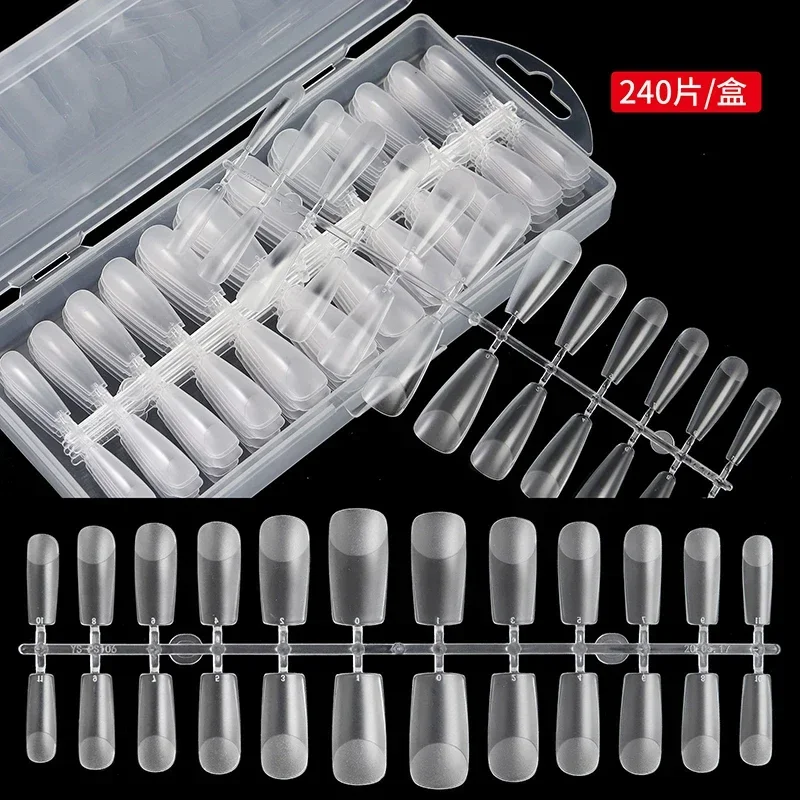 240pcs/Box Ultra Thin Traceless Acrylic False Nails Transparent Matte Full/Half Press On Nails Extension DIY Nail Art Decoration 240pcs/Box Ultra Thin Traceless Acrylic False Nails Transparent Matte Full/Half Press On Nails Extension DIY Nail Art Decoration - Image 1