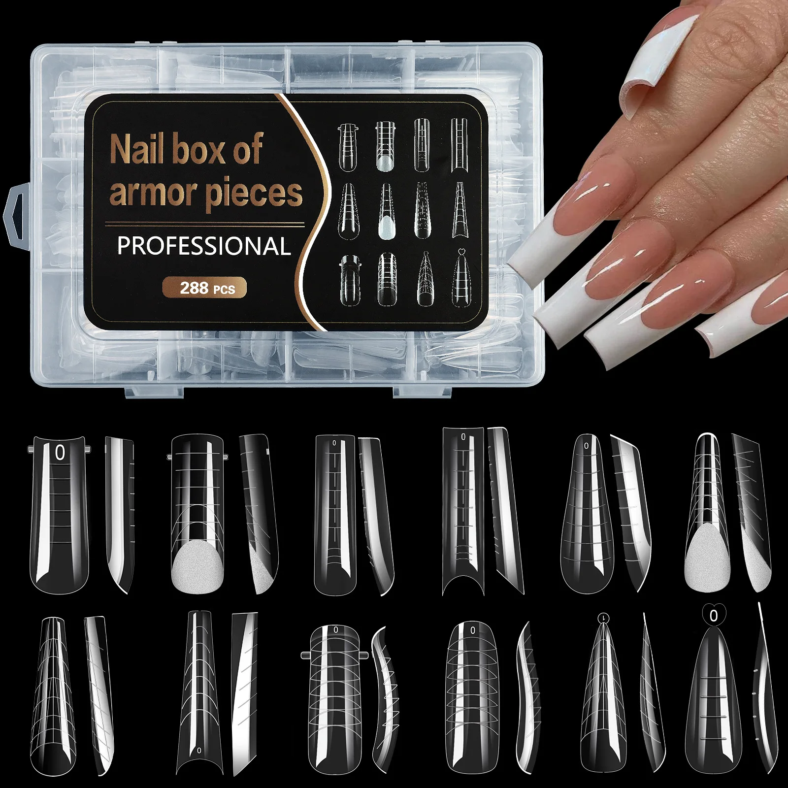 288pcs/Box Dual Forms False Nails Tips Sets For Gel Extension Quick Building French Nails Mold Soft Silicone Pads Manicure Tools 288pcs/Box Dual Forms False Nails Tips Sets For Gel Extension Quick Building French Nails Mold Soft Silicone Pads Manicure Tools - Image 1
