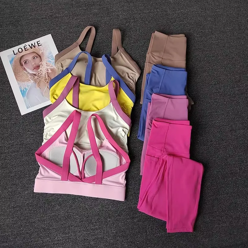 2PCS Women's High-End Yoga Workout Suit Fitness Set Sportswear Gym Clothing Set with Sports Bra And Leggings Set 2PCS Women's High-End Yoga Workout Suit Fitness Set Sportswear Gym Clothing Set with Sports Bra And Leggings Set - Image 1