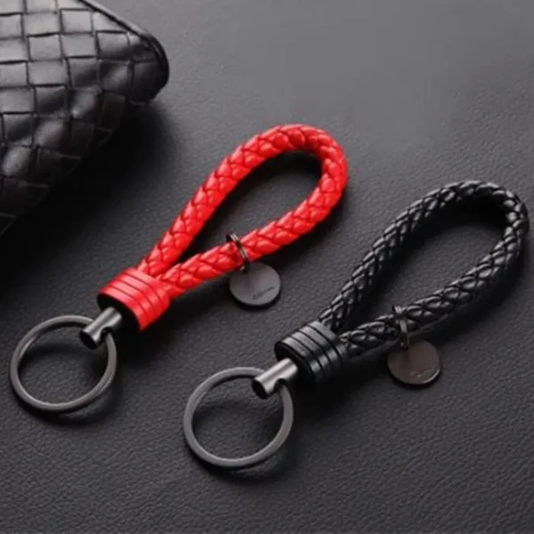 2Pcs/Set PU Leather Braided Woven Rope Keychain DIY Bag Pendant Key Chain Holder Key Car Trinket Keyring Men Women Gift Jewelry - Image 1