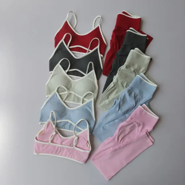 2pcs Sport Sets Women Gym Push Up Yoga Pants Hollow Back Gym Fitness Bras Workout High Waisted Leggings Seamless Tights Set Suit - Image 1