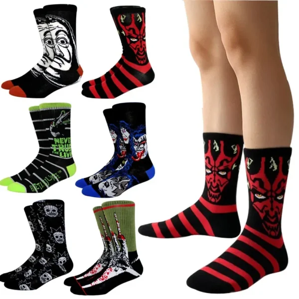 30 Style Anime HALLOWEE Men Socks Hip Hop Sock Shorror Film Cosplay Sock Personality Cartoon Harajuku Funny Long Women Socks - Image 1