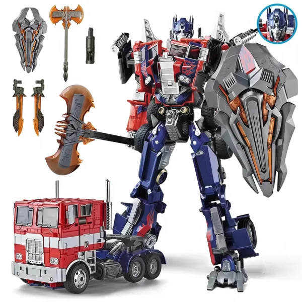 31CM Transformation Optimus Prime Robot Car Toys Truck Head Metal Weapons Suit Gold Black Autobots Action Figure Model Toys Gift - Image 1