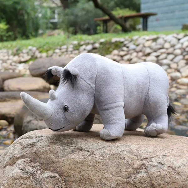 35cm Real Life Rhinoceros Plush Toy Stuffed Lifelike African Rhinos Wild Animals Doll Toys For Kids Children Xmas Gift Decor - Image 1