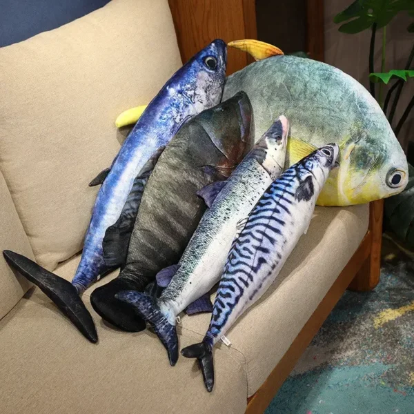 3D Simulation Fish Plush Toys Stuffed Tuna Salmon Autumn Saury Grouper Plush Pillow Creative Sofa Pillow Cushion Gift Kids Toy - Image 1