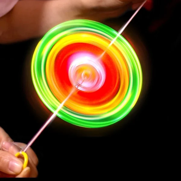 3/6/9pcs New Luminous Hand Pull Luminous Flashing Rope Flywheel Toy Led Light Toy Novelty Children Flywheel Flash Gyro Gift Toys - Image 1