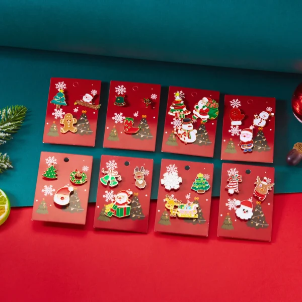 3pcs/set Christmas Brooch For Women Men Santa Claus Bell Elk Snowflake Xmas Tree Snowman Enamel Pins New Year Festival Gifts - Image 1