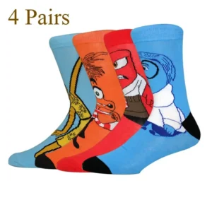 4 Pairs Anime Men's Socks Happy Funny Long Socks Fashion Casual Cosplay Socks Personalized Creative Women Socks Street Socks