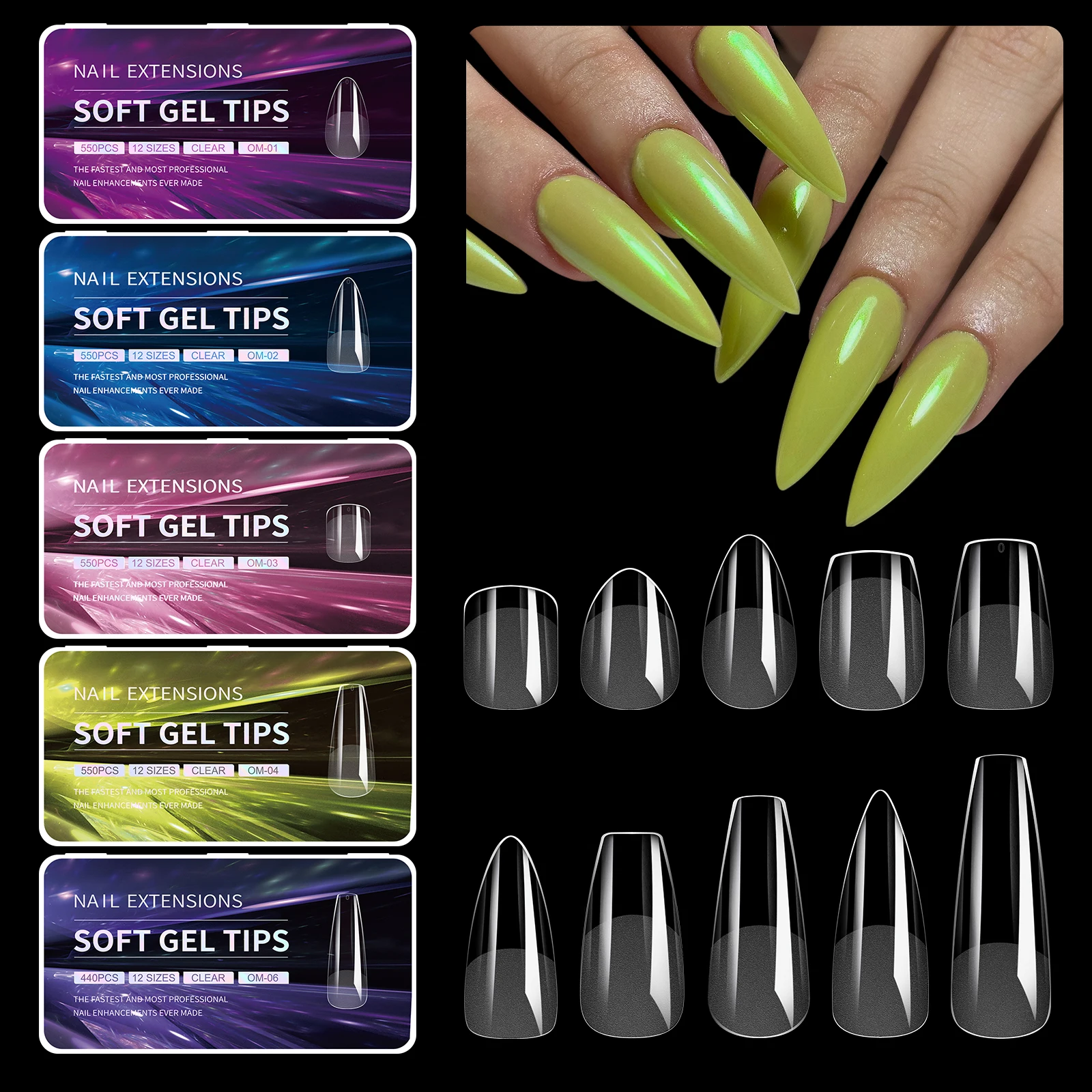 440/550pcs False Nail Soft Gel Tips Semi-matte Capsules Almond Coffin French Full Cover Artificial Fake Nails Extension Supplies 440/550pcs False Nail Soft Gel Tips Semi-matte Capsules Almond Coffin French Full Cover Artificial Fake Nails Extension Supplies - Image 1