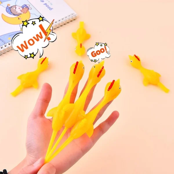5-50pcs Novelty Catapulted Ejection Chicken Toy Light Rubber Finger Prank Flying Toy Slingshot Chicken Finger Toys Turkey Sticky - Image 1