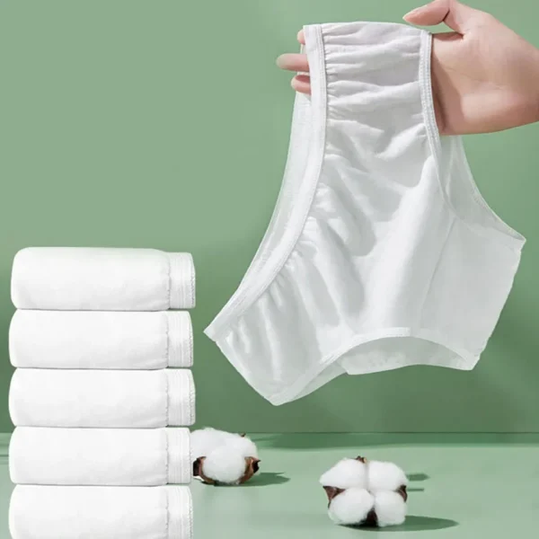 5 Pcs/Pack Convenient Travel Underwear Women Disposable Cotton Panties for Pregnant Postpartum Moms Quick Trips Daily Disposal - Image 1