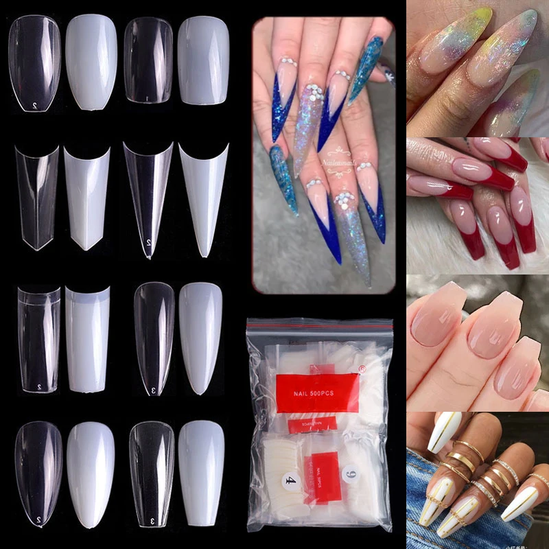 500Pcs/Bagged False Nail Tips Acrylic Practice Nail Capsules Artificial Nails Soft Gel Full Cover Coffin Nail Tips Manicure Tool 500Pcs/Bagged False Nail Tips Acrylic Practice Nail Capsules Artificial Nails Soft Gel Full Cover Coffin Nail Tips Manicure Tool - Image 1