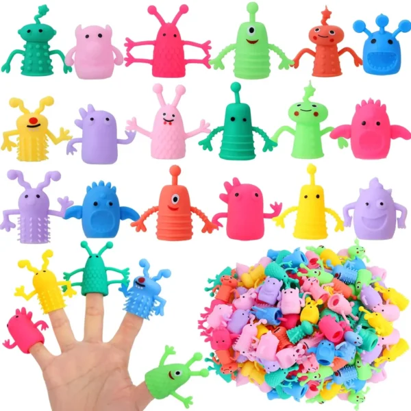 5/10/20PCS Cute Monster Finger Topper Toys Soft Rubber Stretchy Fidget for Kids Birthday Party Favors Guests Gifts Goodies toys - Image 1