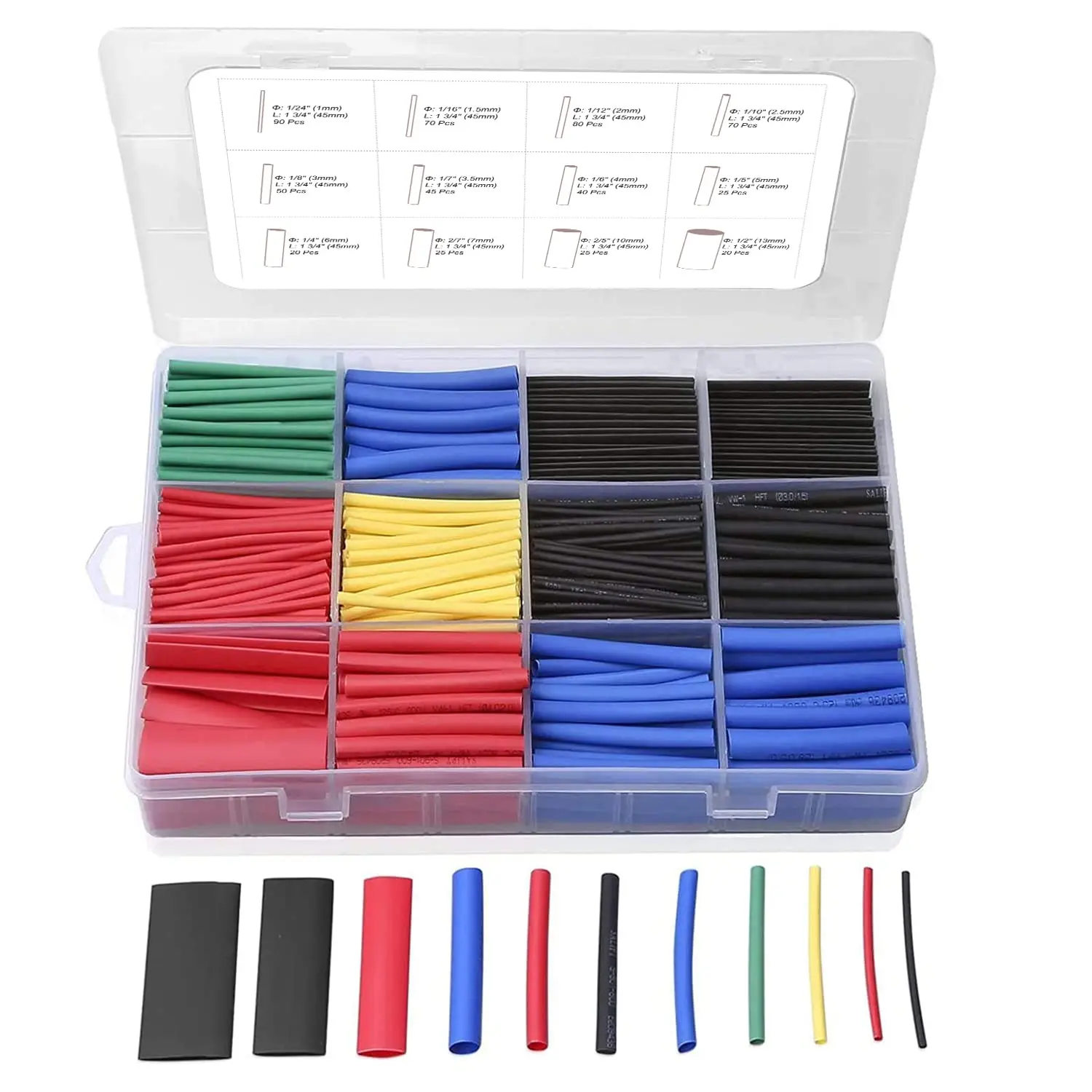 580/560Pcs Heat Shrink Tubing Kit EVA Material in 6 Colors 11 Sizes - Ideal for Electrical Insulation, Repairs, and Wire Conne 580/560Pcs Heat Shrink Tubing Kit EVA Material in 6 Colors 11 Sizes - Ideal for Electrical Insulation, Repairs, and Wire Conne - Image 1