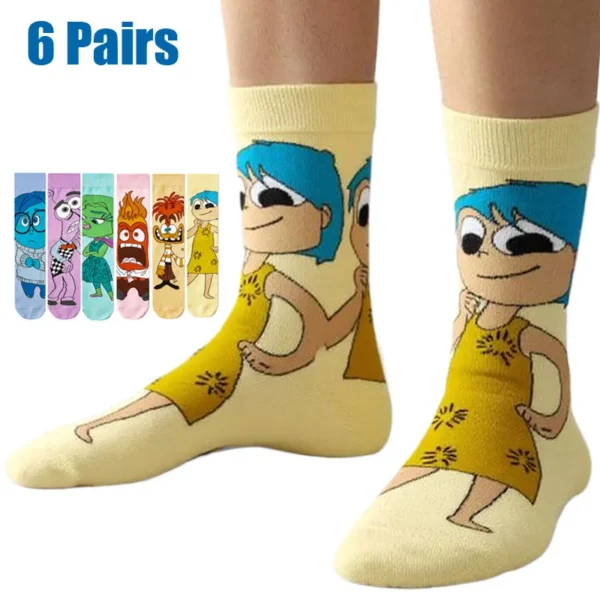 6 Pairs Anime Men's Socks Fashion Casual Cosplay Socks Happy Funny Long Socks Personalized Creative Women Socks Street Socks - Image 1
