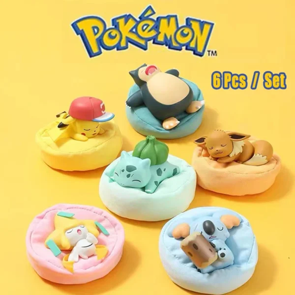 6Pcs/Set Pokemon Pikachu Bulbasaur Anime Figures toys Sleep Starry Dream Series Action Figure Cartoon Birthday gift - Image 1