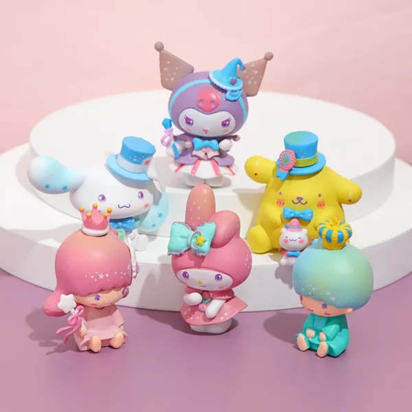 6Pcs/Set Sanrio Toys My Melody Kuromi Anime Figures Cinnamoroll Kawaii Doll Cute Action figure Christmas Gifts for Children - Image 1