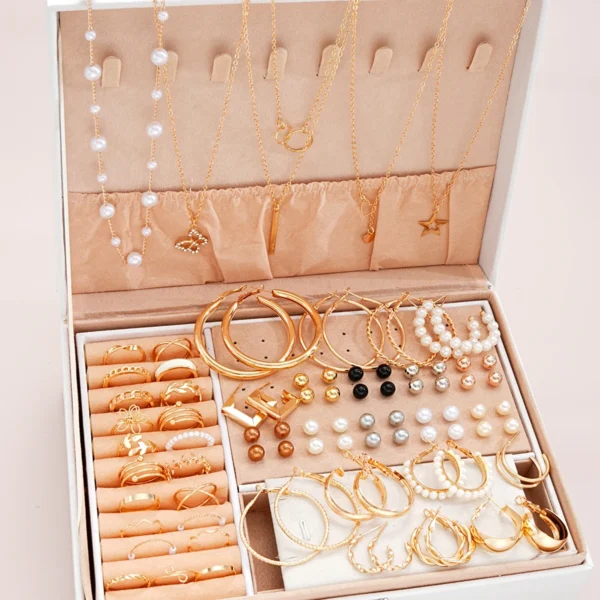 87 Pcs/Set Elegant Personality Imitation Pearl Earrings Rings Jewelry Set For Women Daily Wearing Vintage Jewelry Gifts New 2024 87 Pcs/Set Elegant Personality Imitation Pearl Earrings Rings Jewelry Set For Women Daily Wearing Vintage Jewelry Gifts New 2024 - Image 1