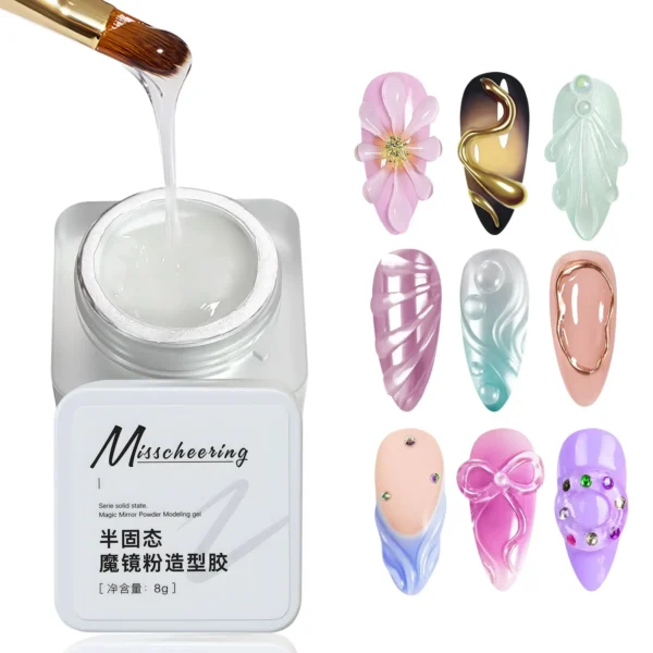 8g Clear Semi Solid Nail Magic Mirror powder Molding Glue Can Be Used with Mirror Powder Soak Off UV LED DIY Manicure Tool 8g Clear Semi Solid Nail Magic Mirror powder Molding Glue Can Be Used with Mirror Powder Soak Off UV LED DIY Manicure Tool - Image 1