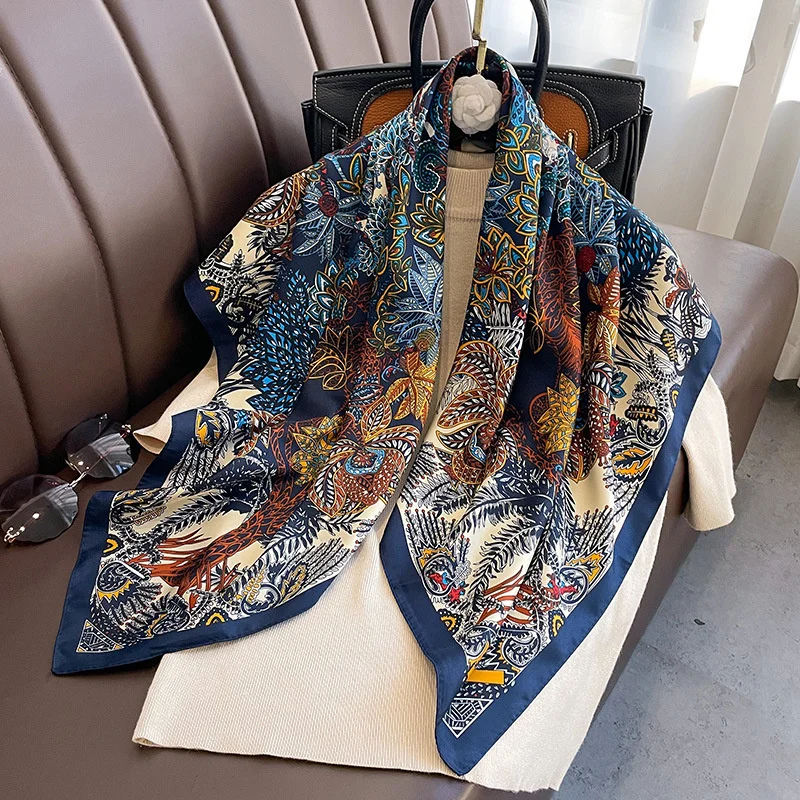 90*90cm Square Scarf Twill Cotton Feeling Women Head Shawls And Wraps Luxury Print Neck Scarves Hijab Bandana Pashmina 90*90cm Square Scarf Twill Cotton Feeling Women Head Shawls And Wraps Luxury Print Neck Scarves Hijab Bandana Pashmina - Image 1