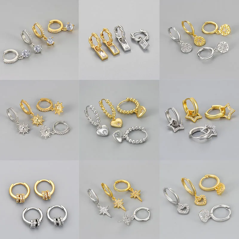 925 Sterling Silver Earrings For Women Trendy Heart Star Zircon Earring Jewelry Prevent Allergy Party Accessories Gift 925 Sterling Silver Earrings For Women Trendy Heart Star Zircon Earring Jewelry Prevent Allergy Party Accessories Gift - Image 1
