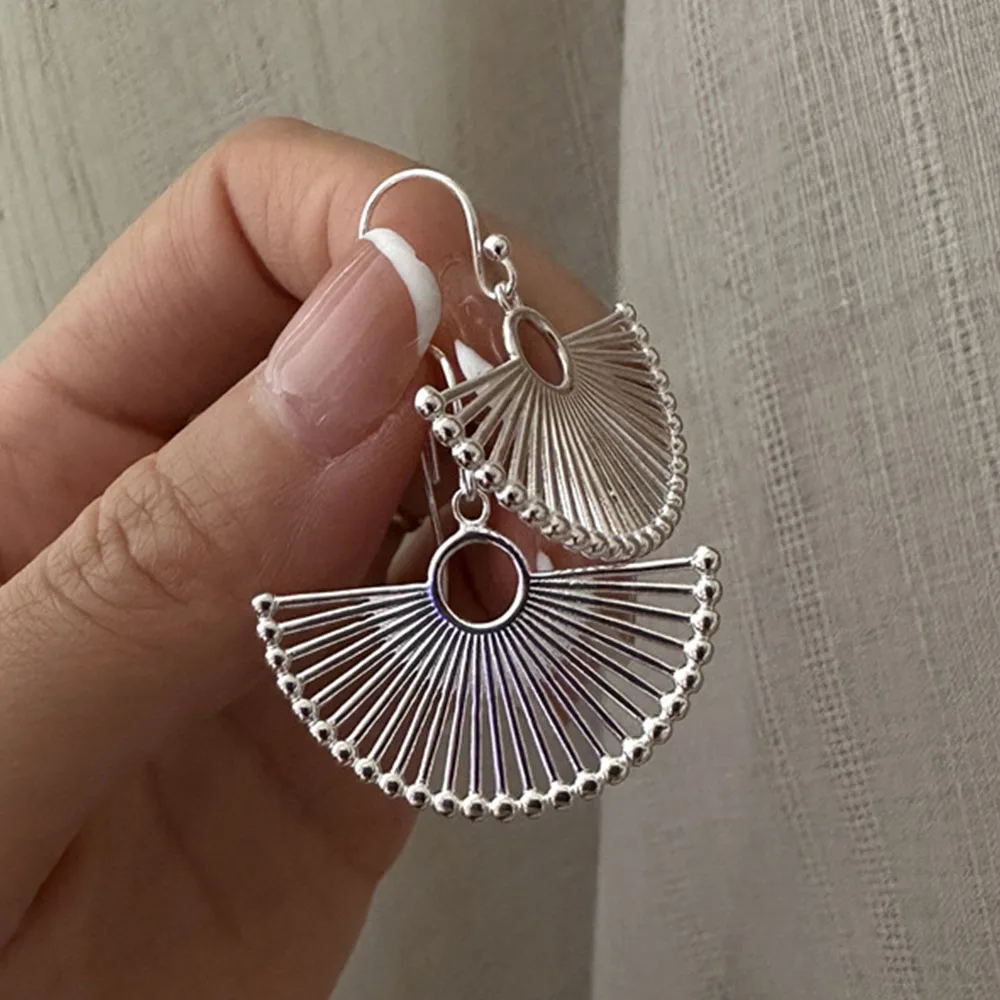 925 Sterling Silver Earrings For Women Trendy Simple Fan Shape Earring Jewelry Prevent Allergy Party Christmas Accessories 925 Sterling Silver Earrings For Women Trendy Simple Fan Shape Earring Jewelry Prevent Allergy Party Christmas Accessories - Image 1