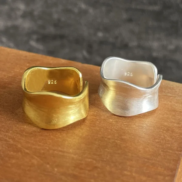 925 Sterling Silver Rings For Women Men Fine Jewelry Finger Adjustable Open Gold Shinning Ring For Party Birthday Gift - Image 1