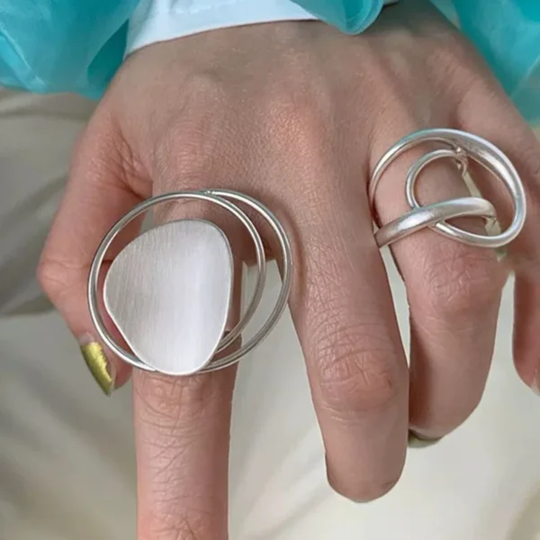 925 Sterling Silver Rings for Women Couple Minimalist Handmade Simple Big Circle Ring Fine Jewelry Gift Prevent Allergy - Image 1
