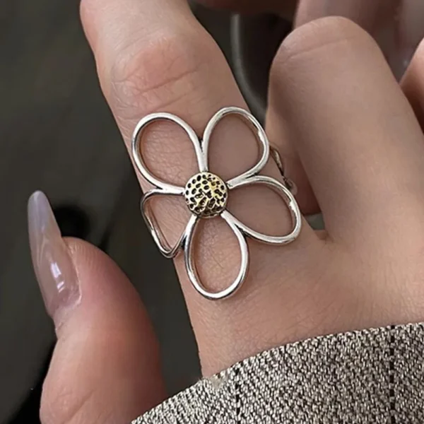 925 Sterling Silver Rings for Women Couple Minimalist Handmade Simple Big Flower Ring Party Jewelry Gift Prevent Allergy 925 Sterling Silver Rings for Women Couple Minimalist Handmade Simple Big Flower Ring Party Jewelry Gift Prevent Allergy - Image 1