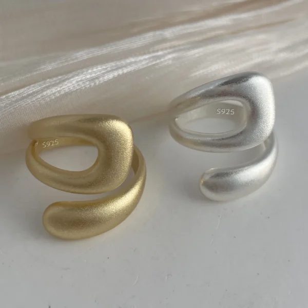 925 Sterling Silver Rings for Women Couple Minimalist Handmade Simple Hollow Gold RingJewelry Gift Prevent Allergy - Image 1