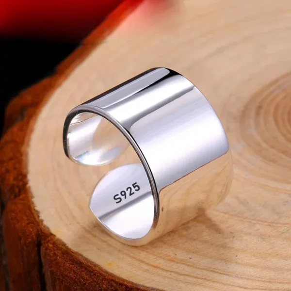 925 Sterling Silver Rings for Women Men Couple Minimalist Handmade Simple Wide Ring Party Jewelry Gift Prevent Allergy - Image 1