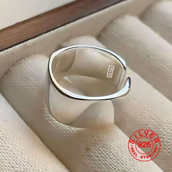 925 Sterling Silver Simple Ring For Women Fine Jewelry Finger Adjustable Open Vintage Smooth Ring For Party Birthday Gift 925 Sterling Silver Simple Ring For Women Fine Jewelry Finger Adjustable Open Vintage Smooth Ring For Party Birthday Gift - Image 1