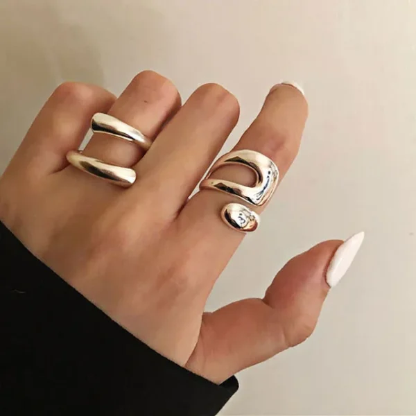 925 Sterling Silver Smooth Rings For Women hollow out chain Jewelry Beautiful Finger Open Rings For Party Birthday Gift - Image 1
