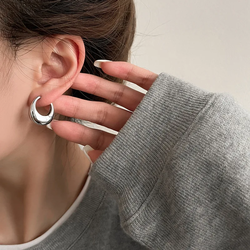 925 Sterling Silver Vintage Gold Round Earrings For Women Trendy Earring Jewelry Prevent Allergy Party Accessories Gift 925 Sterling Silver Vintage Gold Round Earrings For Women Trendy Earring Jewelry Prevent Allergy Party Accessories Gift - Image 1