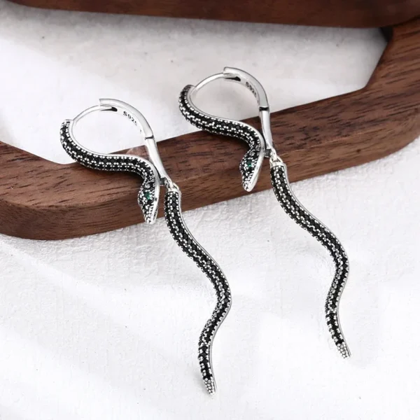 925 Sterling Silver Vintage Square Earrings For Women Trendy Retro Snake Earring Jewelry Prevent Allergy Party Accessories Gift 925 Sterling Silver Vintage Square Earrings For Women Trendy Retro Snake Earring Jewelry Prevent Allergy Party Accessories Gift - Image 1
